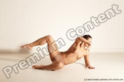 Nude Gymnastic poses Woman White Moving poses Athletic medium brown Dynamic poses Pinup